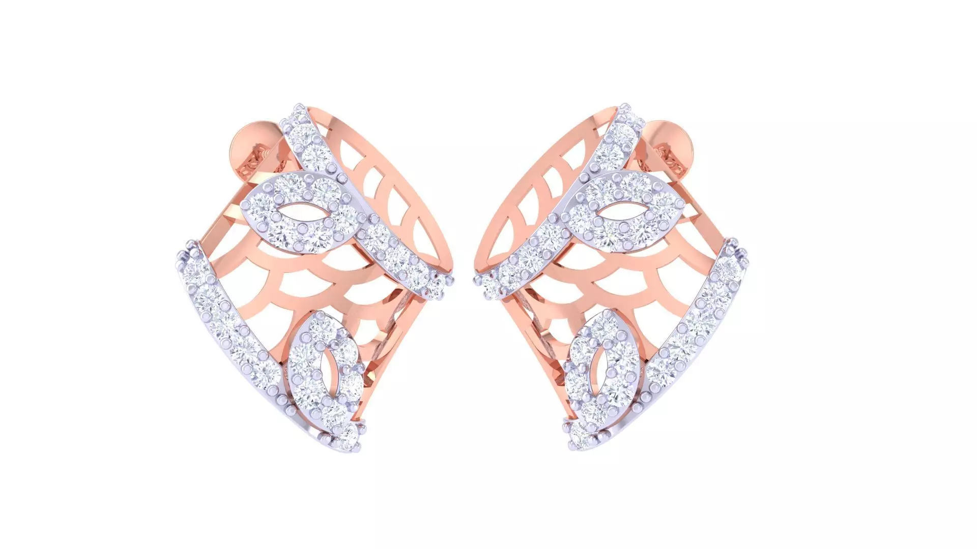 High Jewelry Diamond Studs Earrings 3dm stl 3mf obj glb gltf mtl 3D print model_0