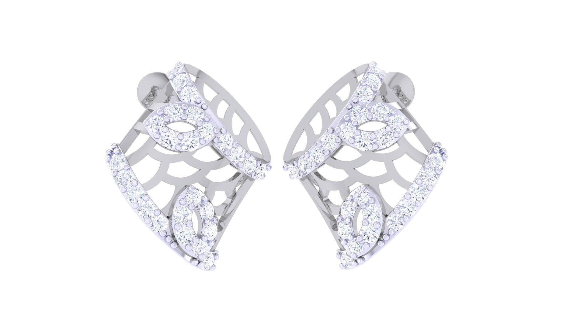 High Jewelry Diamond Studs Earrings 3dm stl 3mf obj glb gltf mtl 3D print model_4