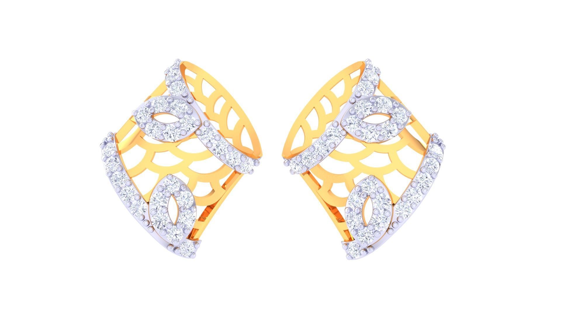 High Jewelry Diamond Studs Earrings 3dm stl 3mf obj glb gltf mtl 3D print model_7