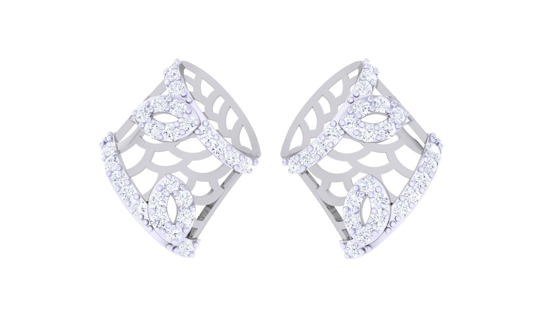 High Jewelry Diamond Studs Earrings 3dm stl 3mf obj glb gltf mtl 3D print model_5