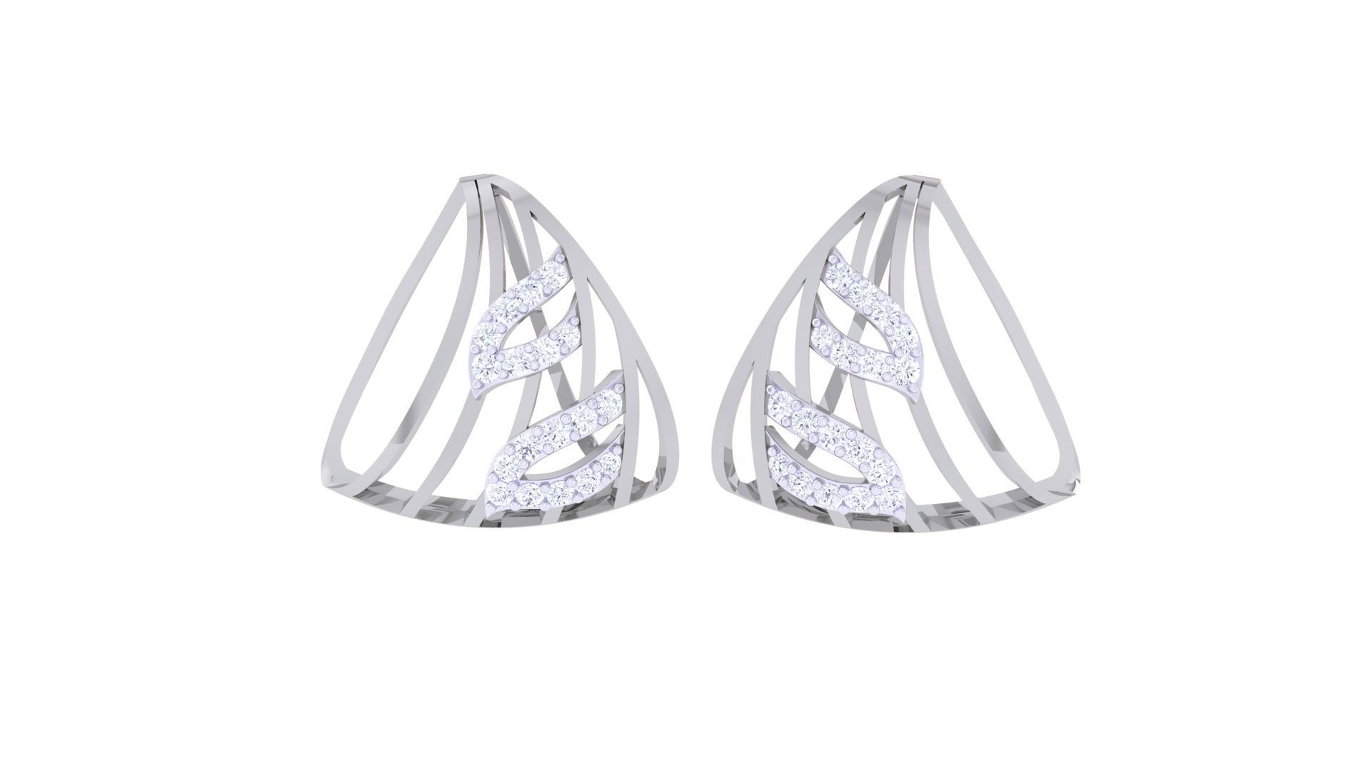 High Jewelry Diamond Studs Earrings 3dm stl 3mf obj glb gltf mtl 3D print model_6