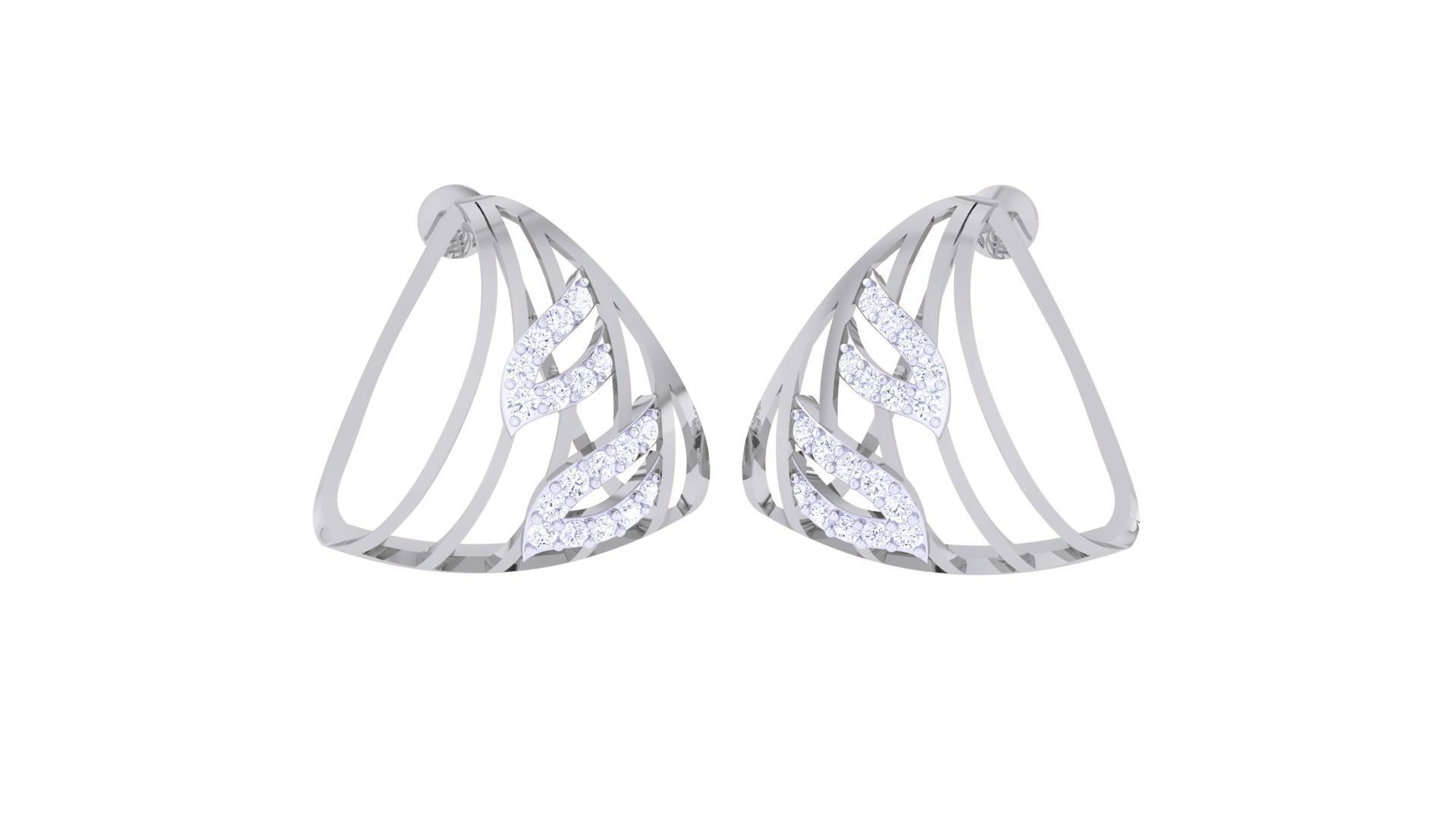 High Jewelry Diamond Studs Earrings 3dm stl 3mf obj glb gltf mtl 3D print model_3