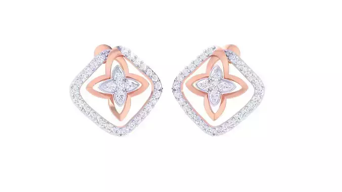 High Jewelry Flower Diamond Studs Earrings 3dm stl 3mf obj glb