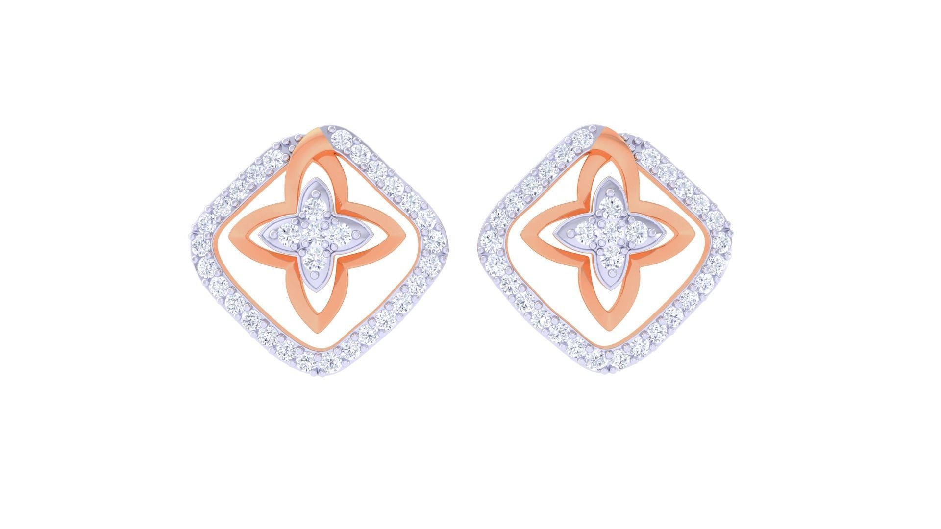 High Jewelry Flower Diamond Studs Earrings 3dm stl 3mf obj glb 3D print model_6