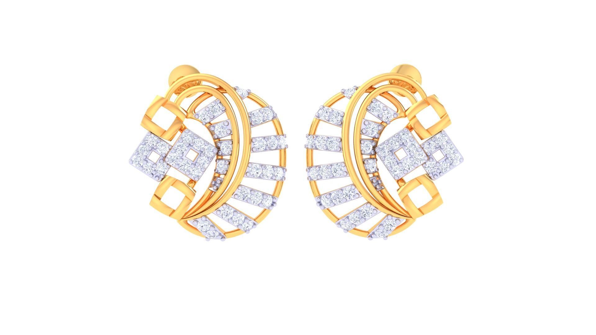 High Jewelry Diamond Studs Earrings 3dm stl 3mf obj glb gltf mtl 3D print model_1