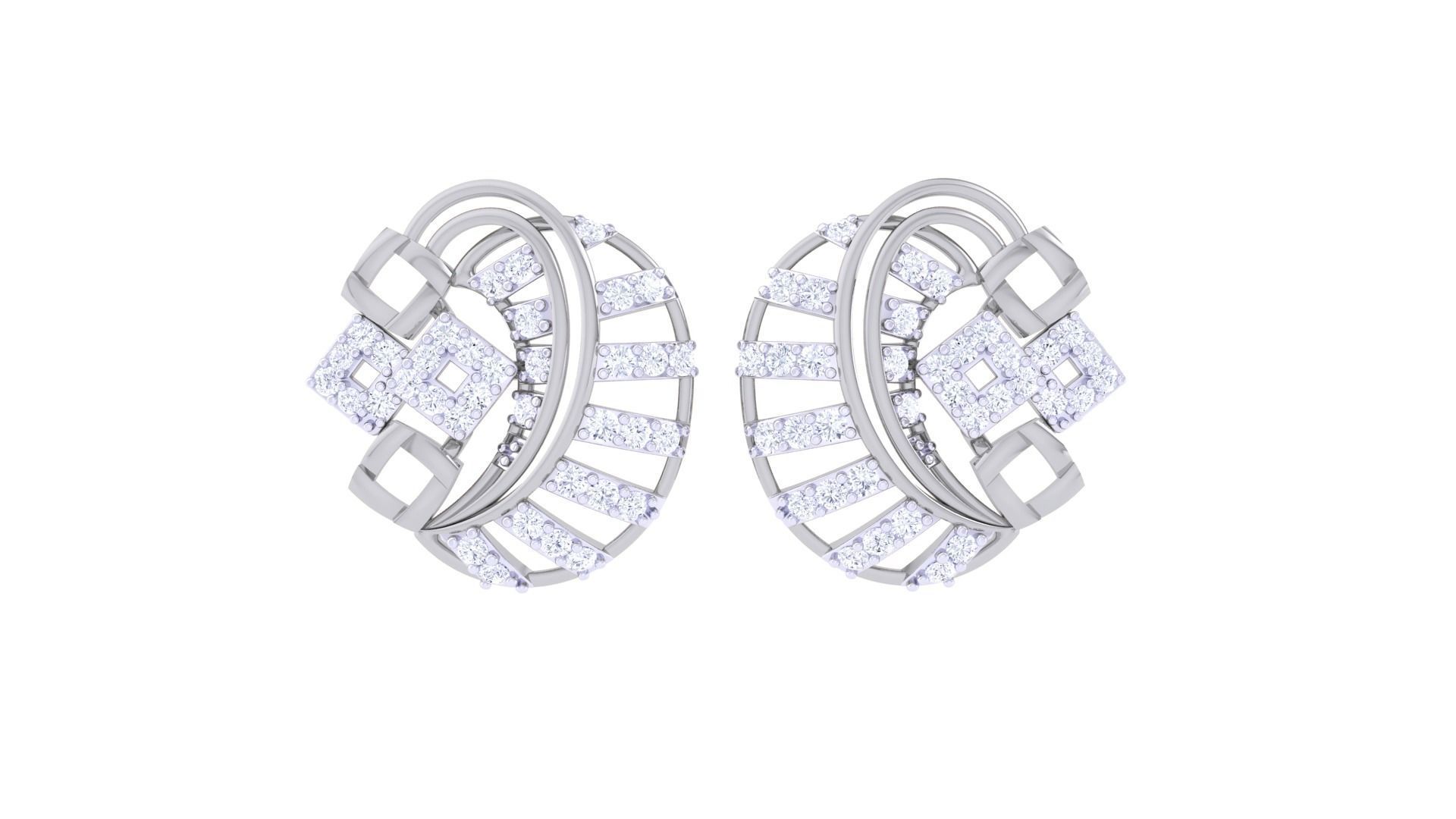High Jewelry Diamond Studs Earrings 3dm stl 3mf obj glb gltf mtl 3D print model_6