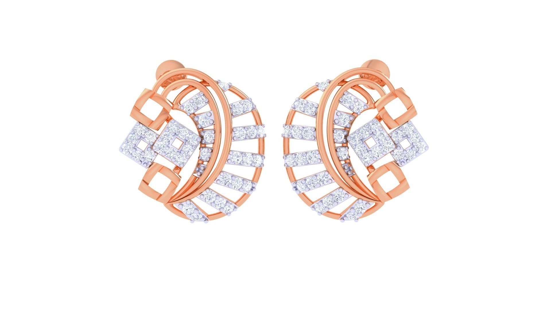 High Jewelry Diamond Studs Earrings 3dm stl 3mf obj glb gltf mtl 3D print model_2