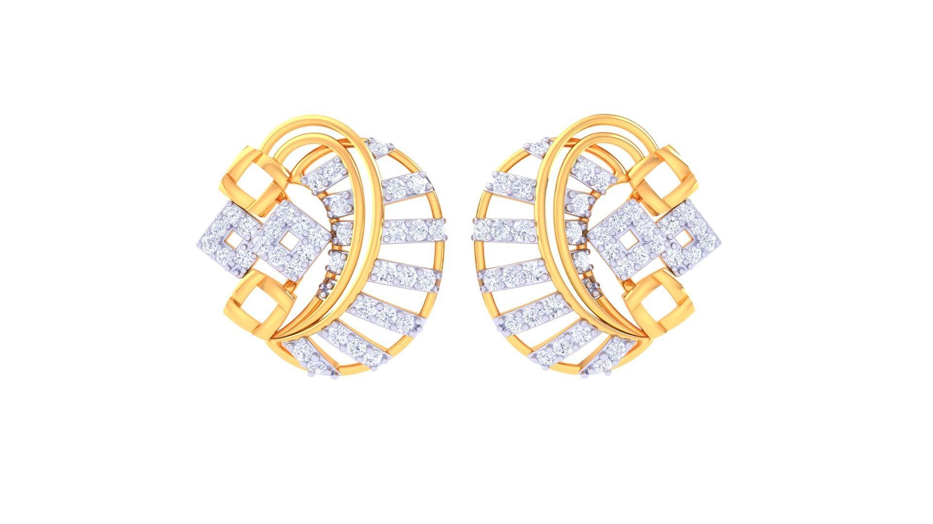 High Jewelry Diamond Studs Earrings 3dm stl 3mf obj glb gltf mtl 3D print model_7