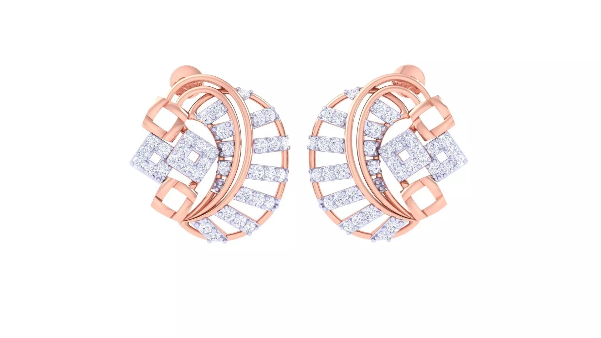 High Jewelry Diamond Studs Earrings 3dm stl 3mf obj glb gltf mtl 3D print model_0