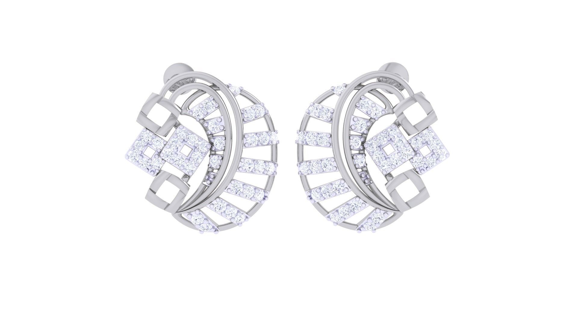 High Jewelry Diamond Studs Earrings 3dm stl 3mf obj glb gltf mtl 3D print model_3