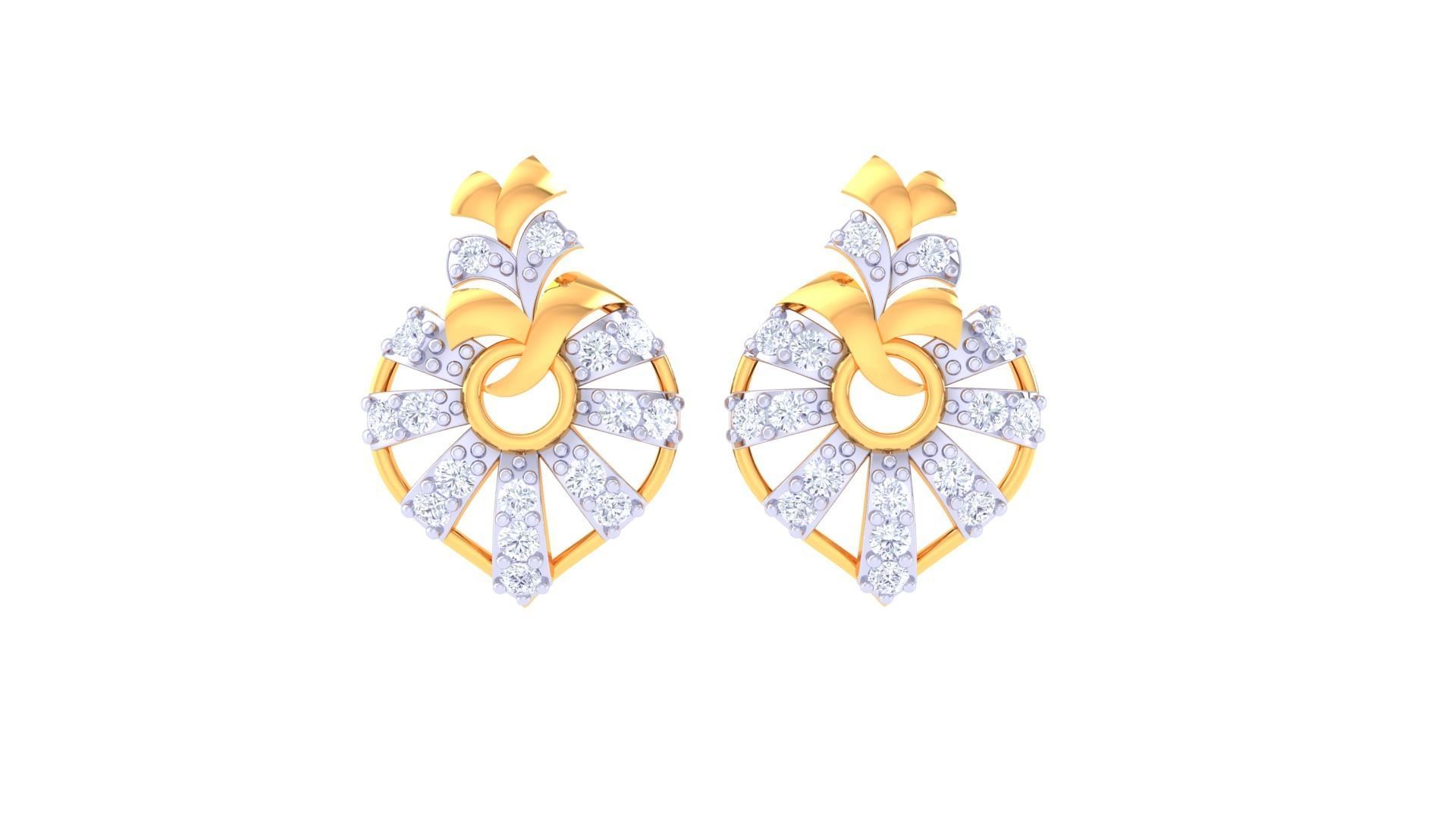 High Jewelry Diamond Studs Earrings 3dm stl 3mf obj glb gltf mtl 3D print model_5