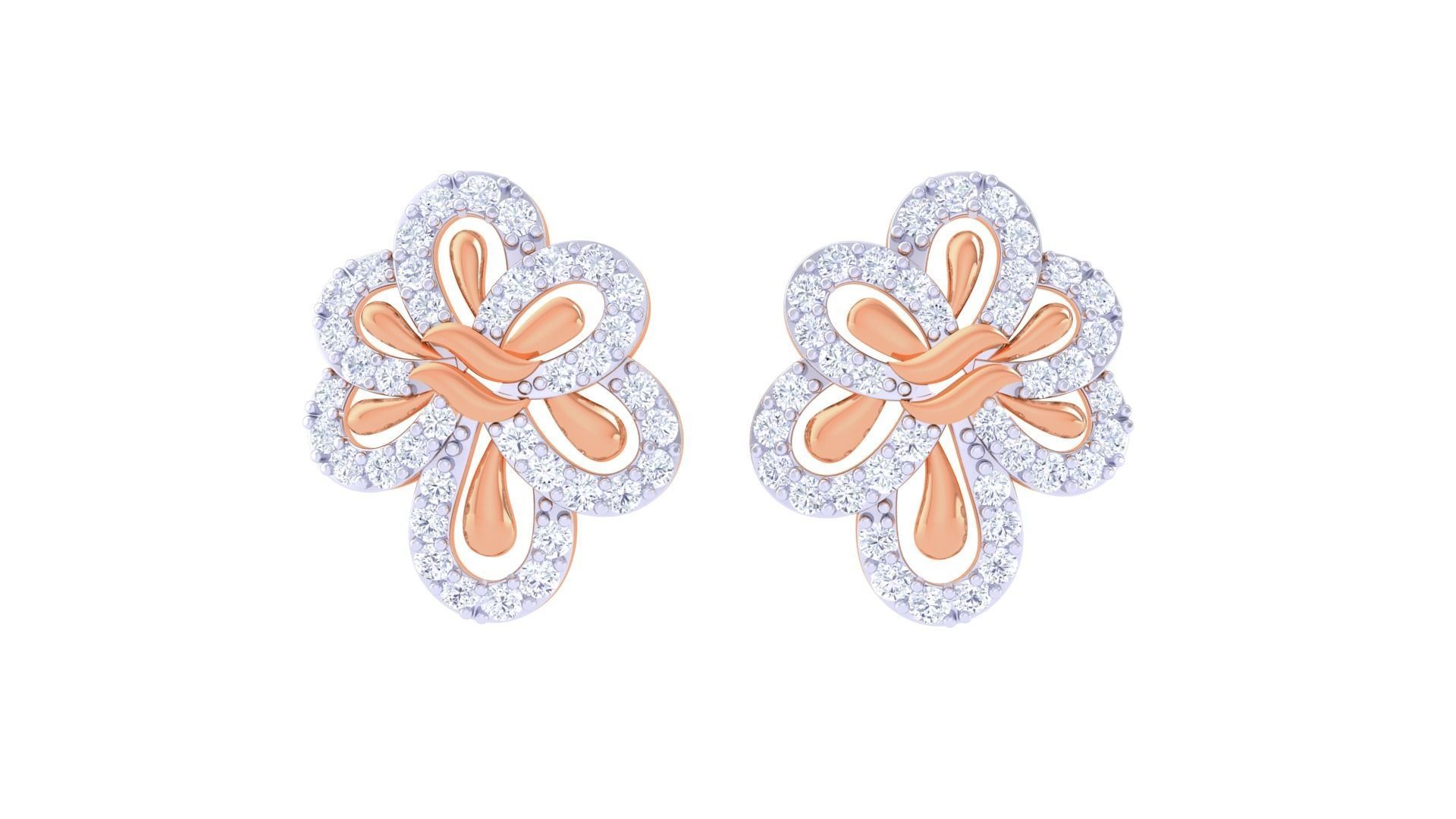 High Jewelry Diamond Studs Earrings 3dm stl 3mf obj glb gltf mtl 3D print model_6