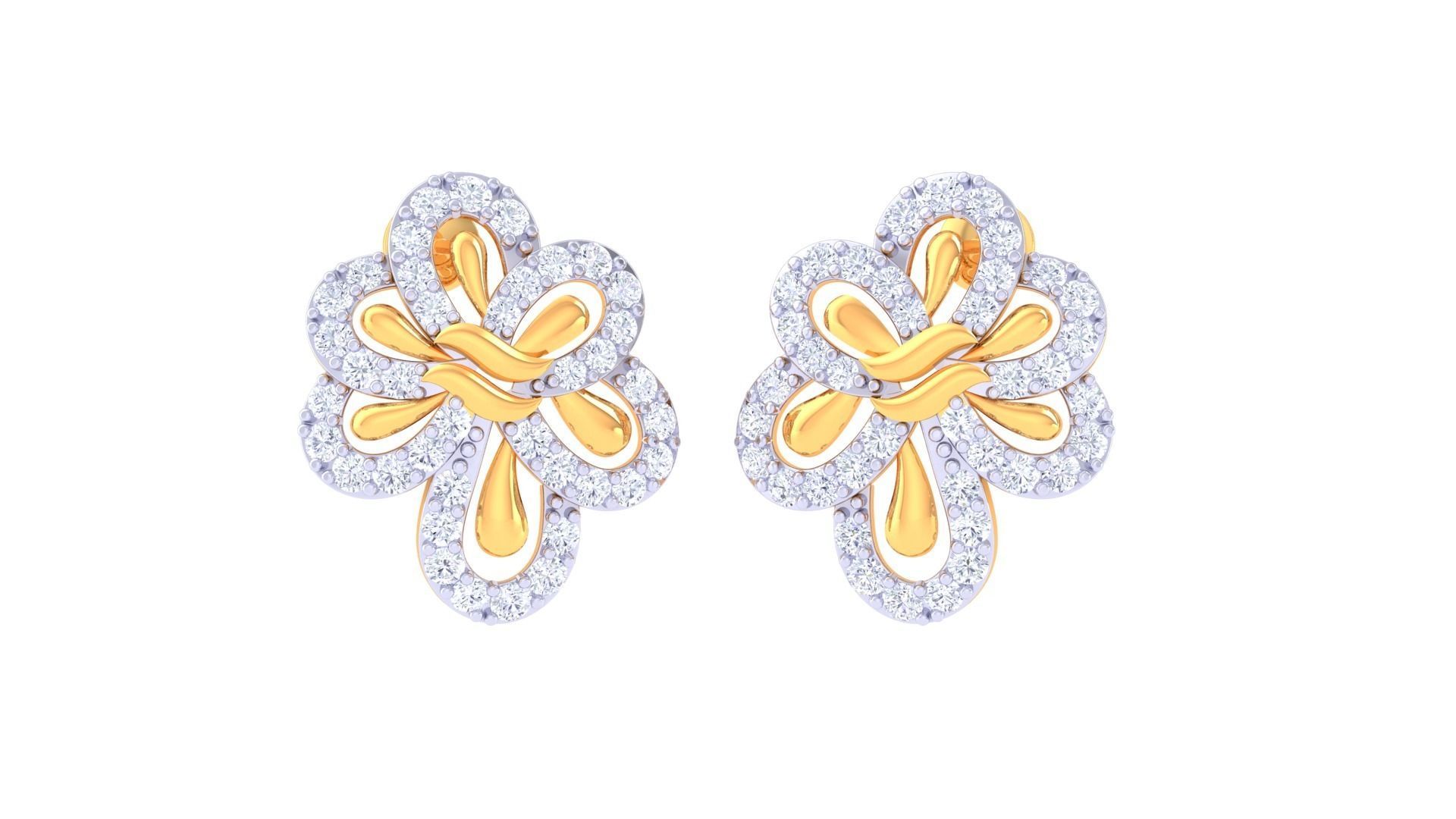 High Jewelry Diamond Studs Earrings 3dm stl 3mf obj glb gltf mtl 3D print model_2