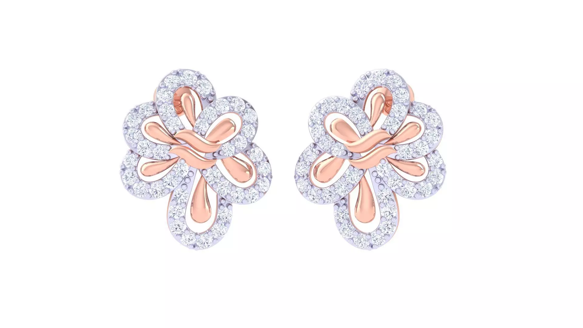 High Jewelry Diamond Studs Earrings 3dm stl 3mf obj glb gltf mtl 3D print model_0