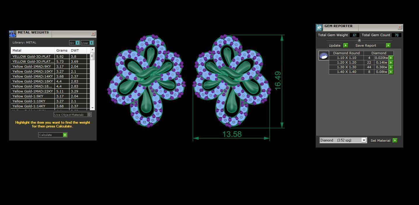 High Jewelry Diamond Studs Earrings 3dm stl 3mf obj glb gltf mtl 3D print model_3