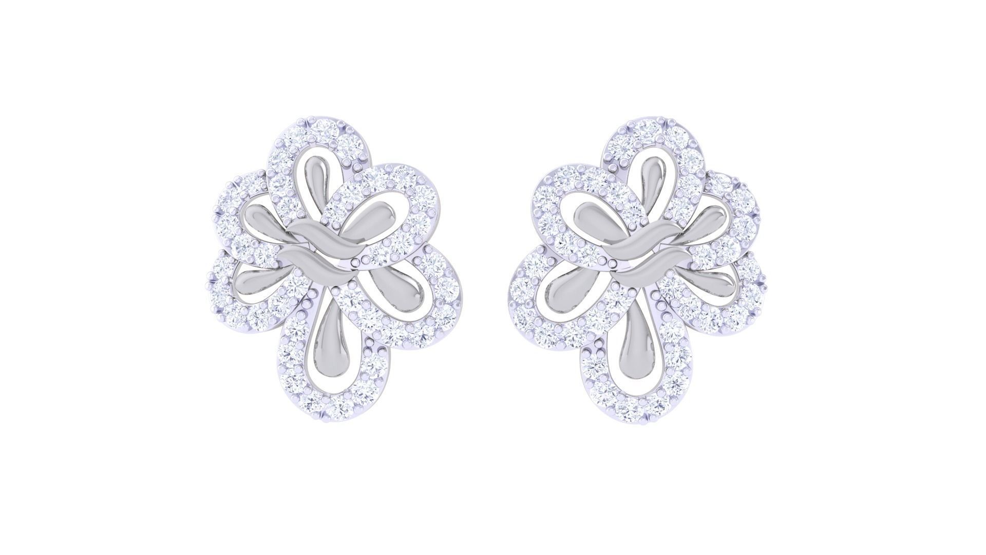 High Jewelry Diamond Studs Earrings 3dm stl 3mf obj glb gltf mtl 3D print model_7