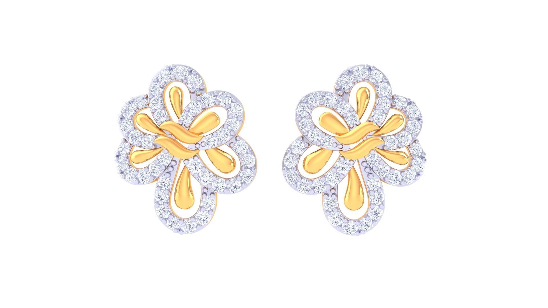 High Jewelry Diamond Studs Earrings 3dm stl 3mf obj glb gltf mtl 3D print model_5