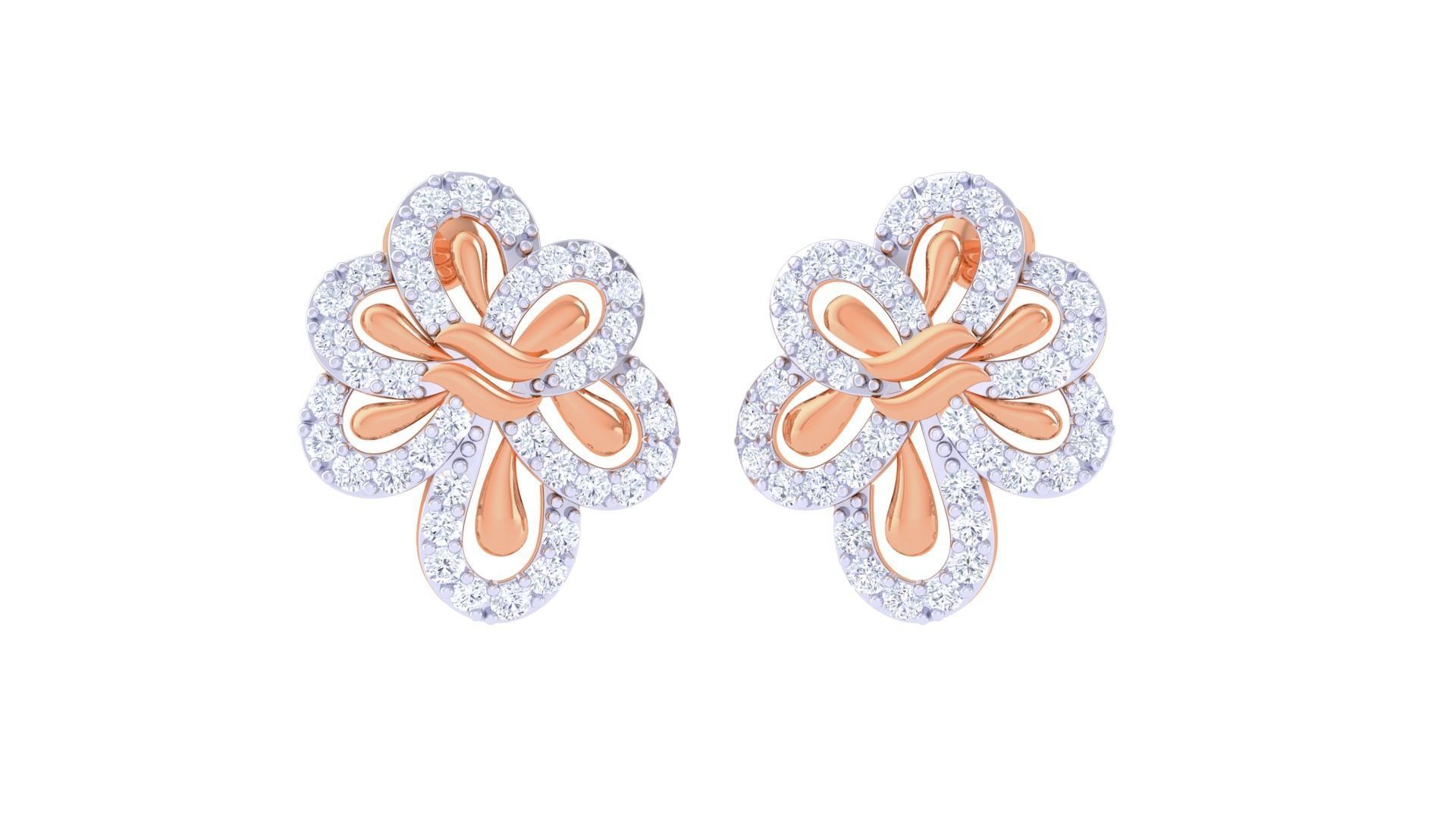 High Jewelry Diamond Studs Earrings 3dm stl 3mf obj glb gltf mtl 3D print model_1