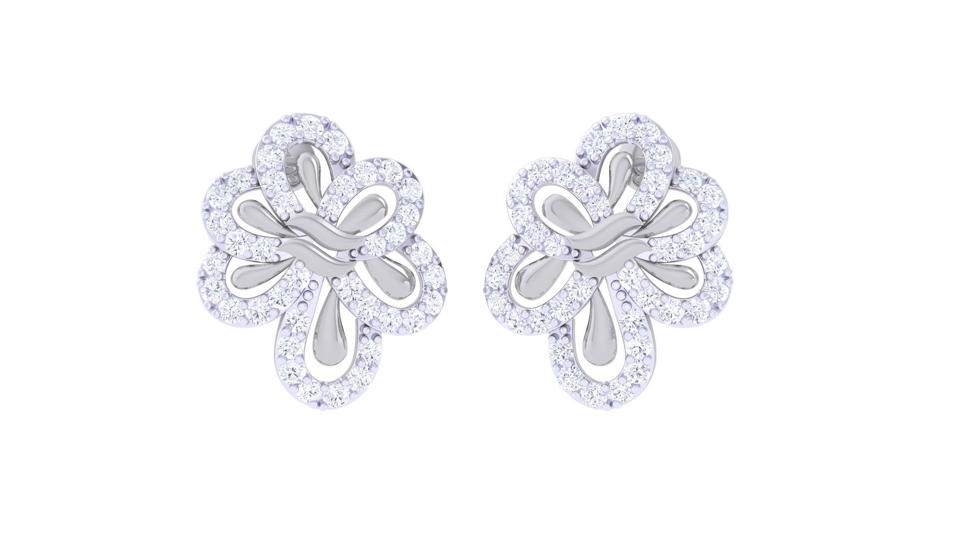 High Jewelry Diamond Studs Earrings 3dm stl 3mf obj glb gltf mtl 3D print model_4