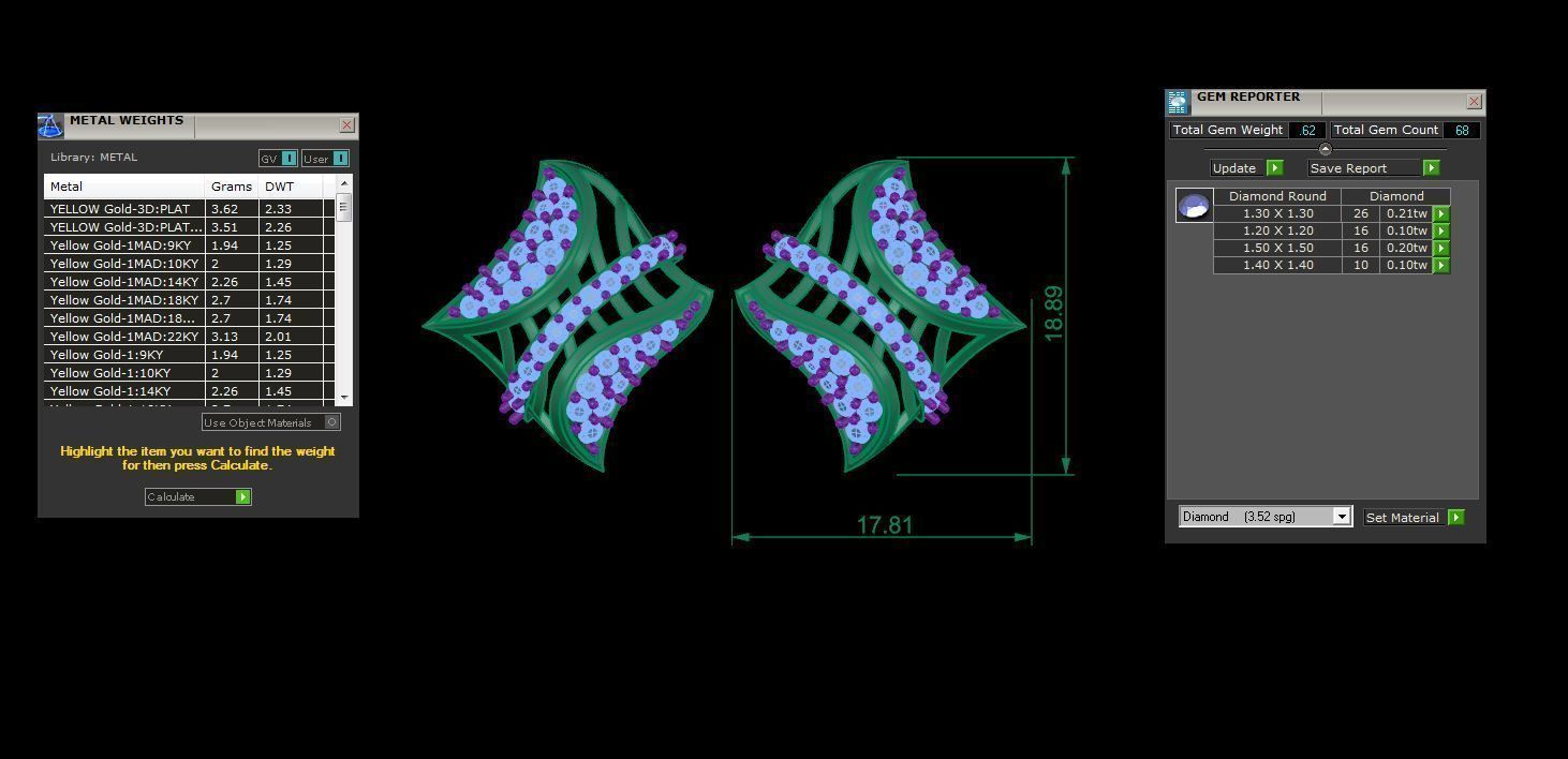 High Jewelry Diamond Studs Earrings 3dm stl 3mf obj glb gltf mtl 3D print model_4