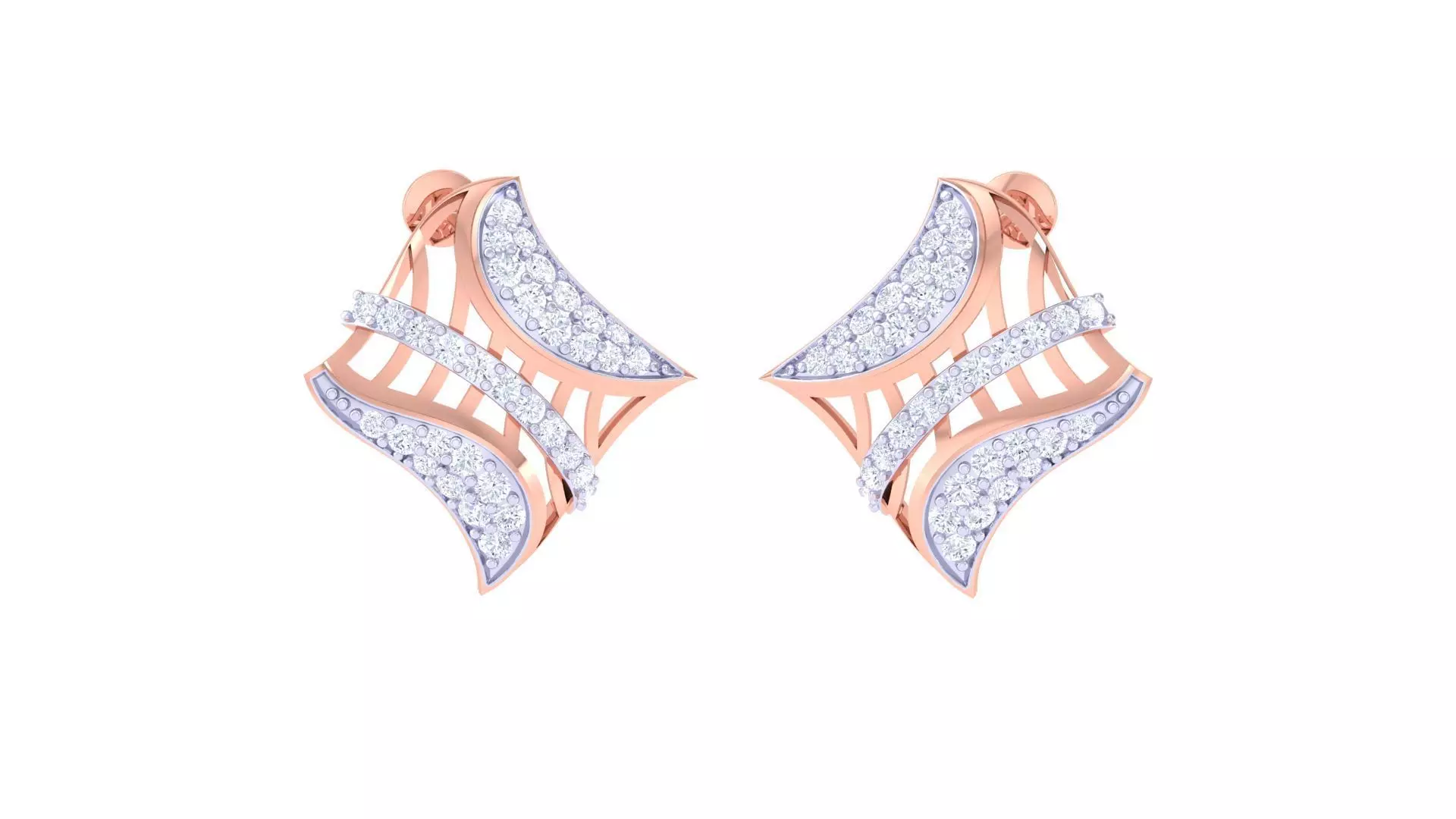 High Jewelry Diamond Studs Earrings 3dm stl 3mf obj glb gltf mtl 3D print model_0