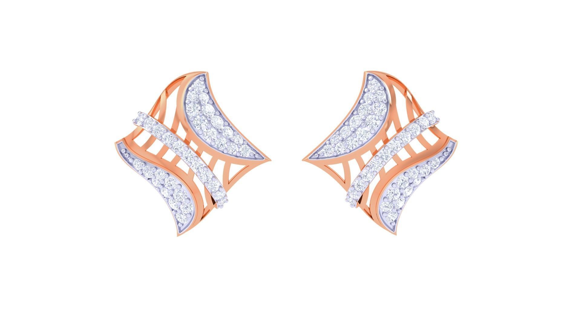 High Jewelry Diamond Studs Earrings 3dm stl 3mf obj glb gltf mtl 3D print model_6