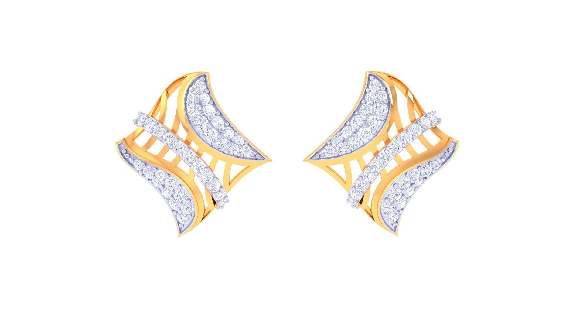 High Jewelry Diamond Studs Earrings 3dm stl 3mf obj glb gltf mtl 3D print model_5