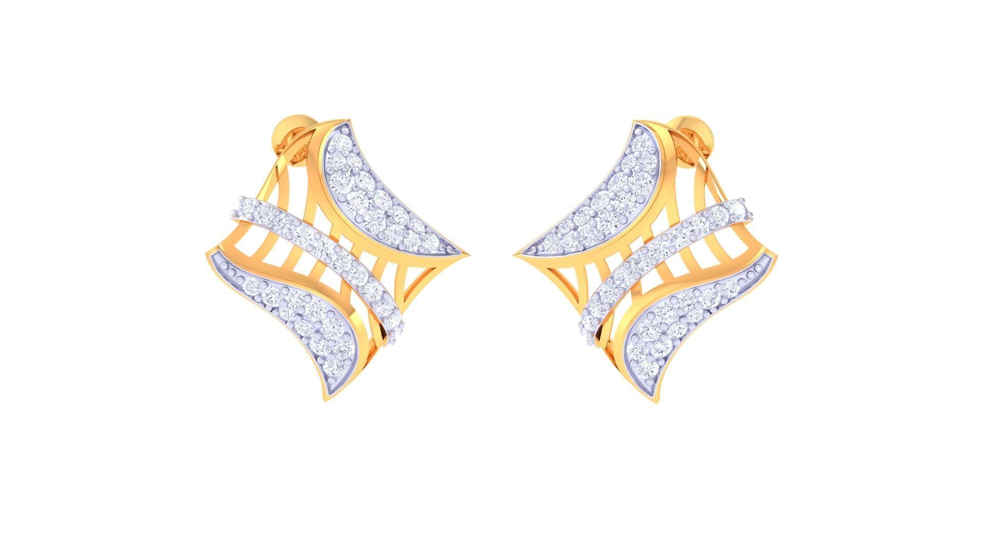 High Jewelry Diamond Studs Earrings 3dm stl 3mf obj glb gltf mtl 3D print model_2