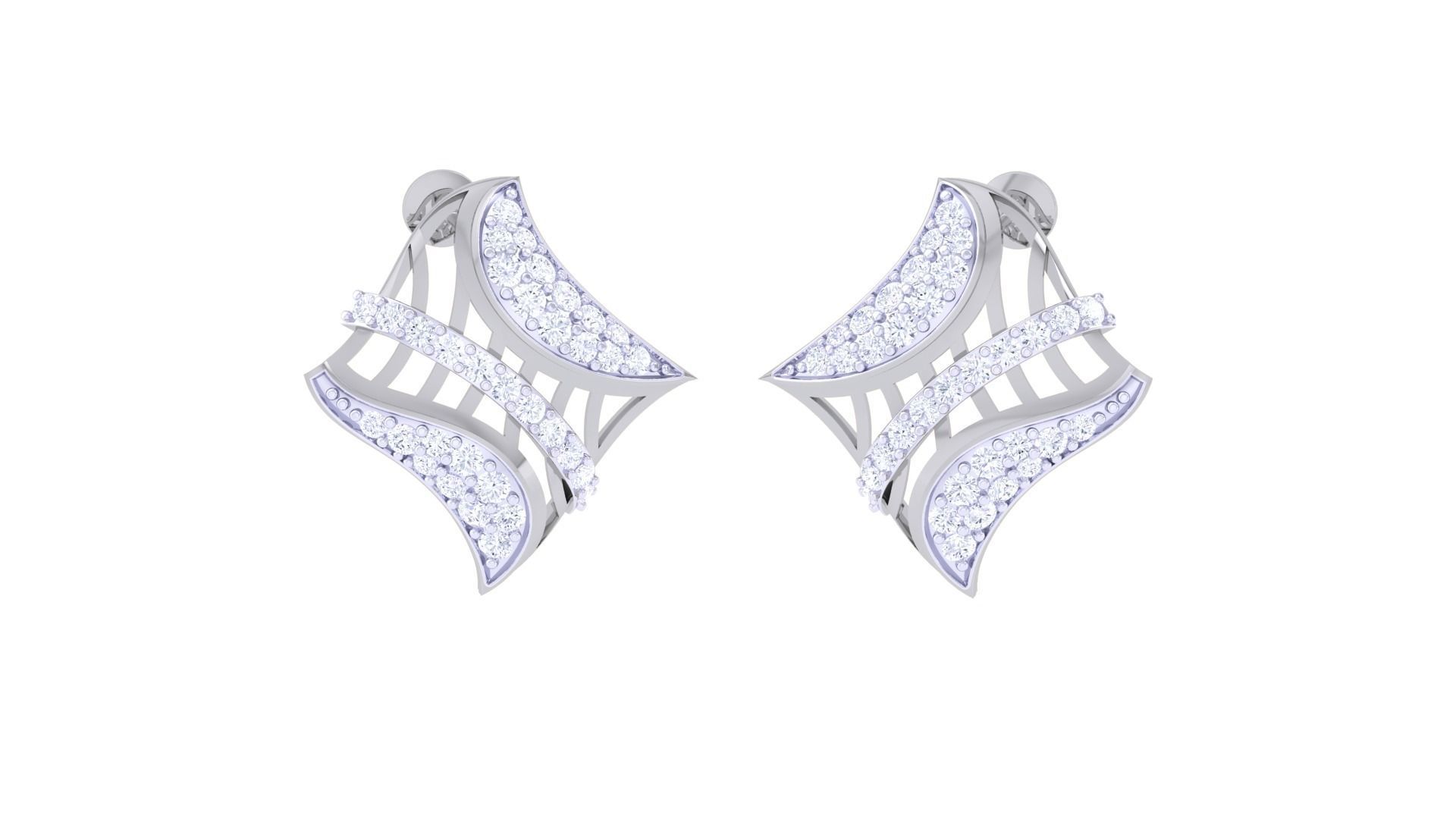 High Jewelry Diamond Studs Earrings 3dm stl 3mf obj glb gltf mtl 3D print model_3