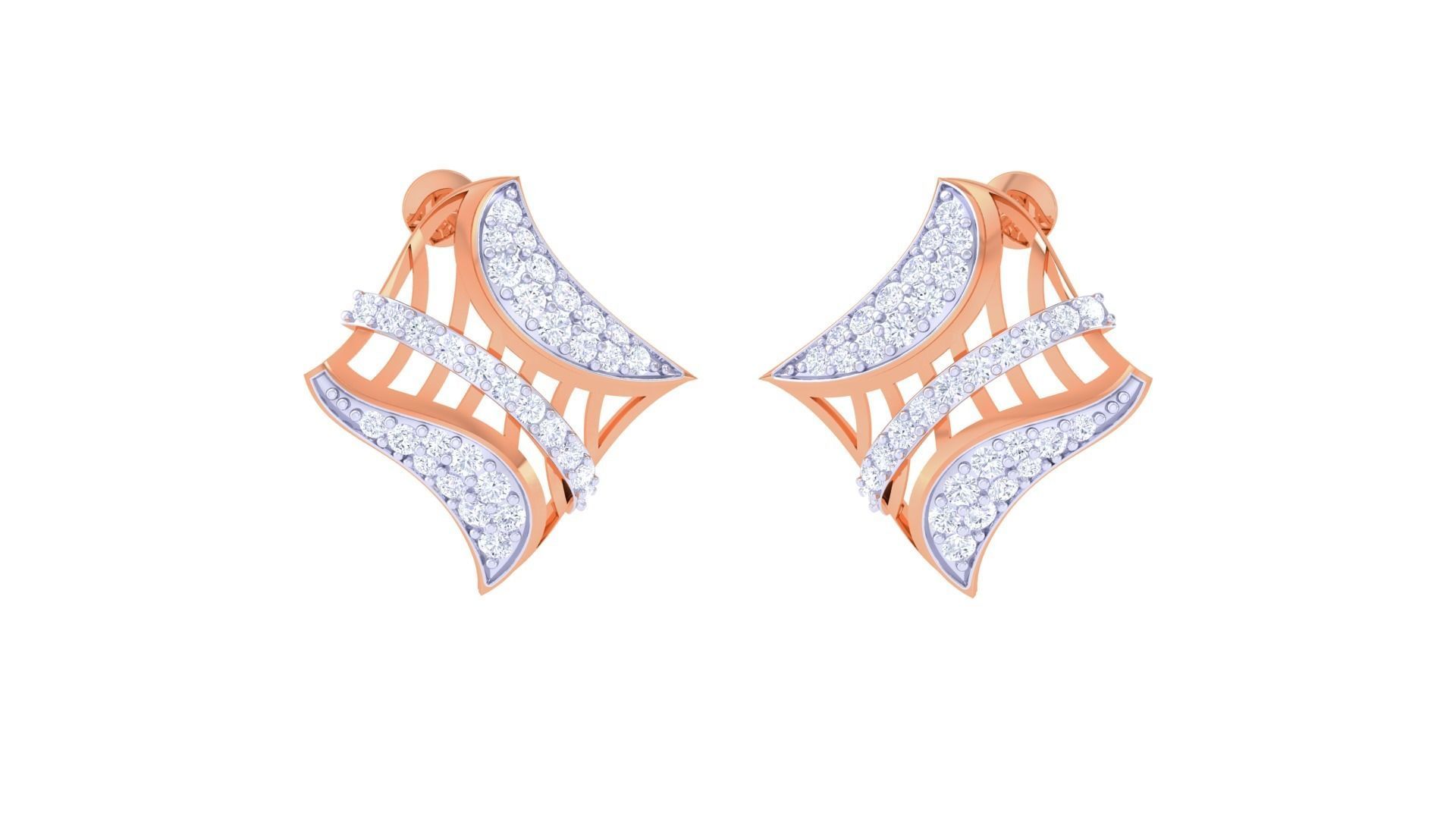 High Jewelry Diamond Studs Earrings 3dm stl 3mf obj glb gltf mtl 3D print model_1