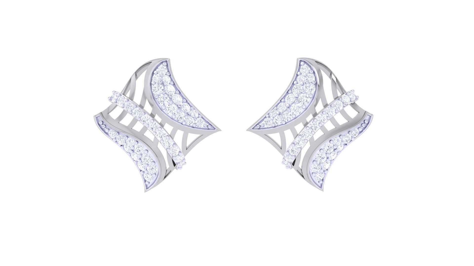 High Jewelry Diamond Studs Earrings 3dm stl 3mf obj glb gltf mtl 3D print model_7