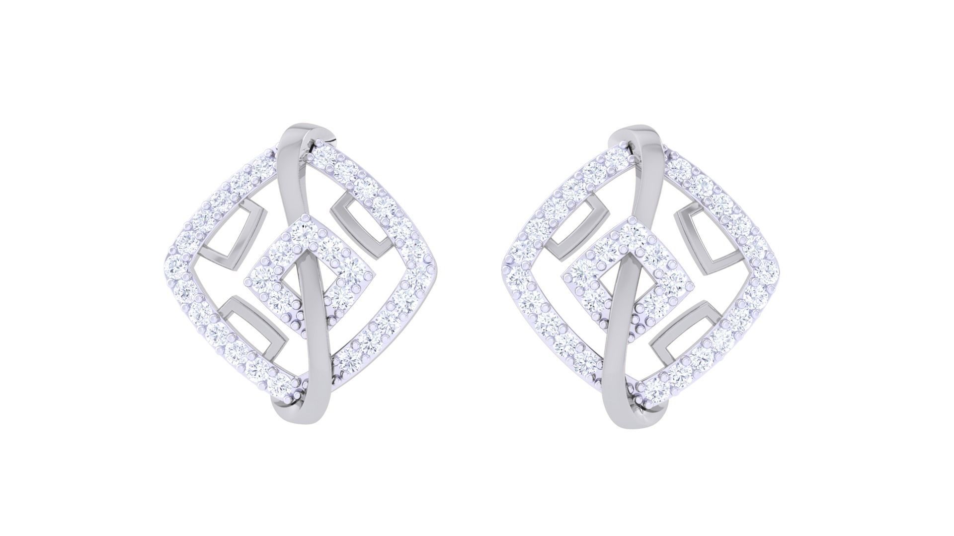 High Jewelry Diamond Studs Earrings 3dm stl 3mf obj glb gltf mtl 3D print model_7