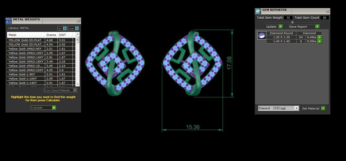 High Jewelry Diamond Studs Earrings 3dm stl 3mf obj glb gltf mtl 3D print model_4