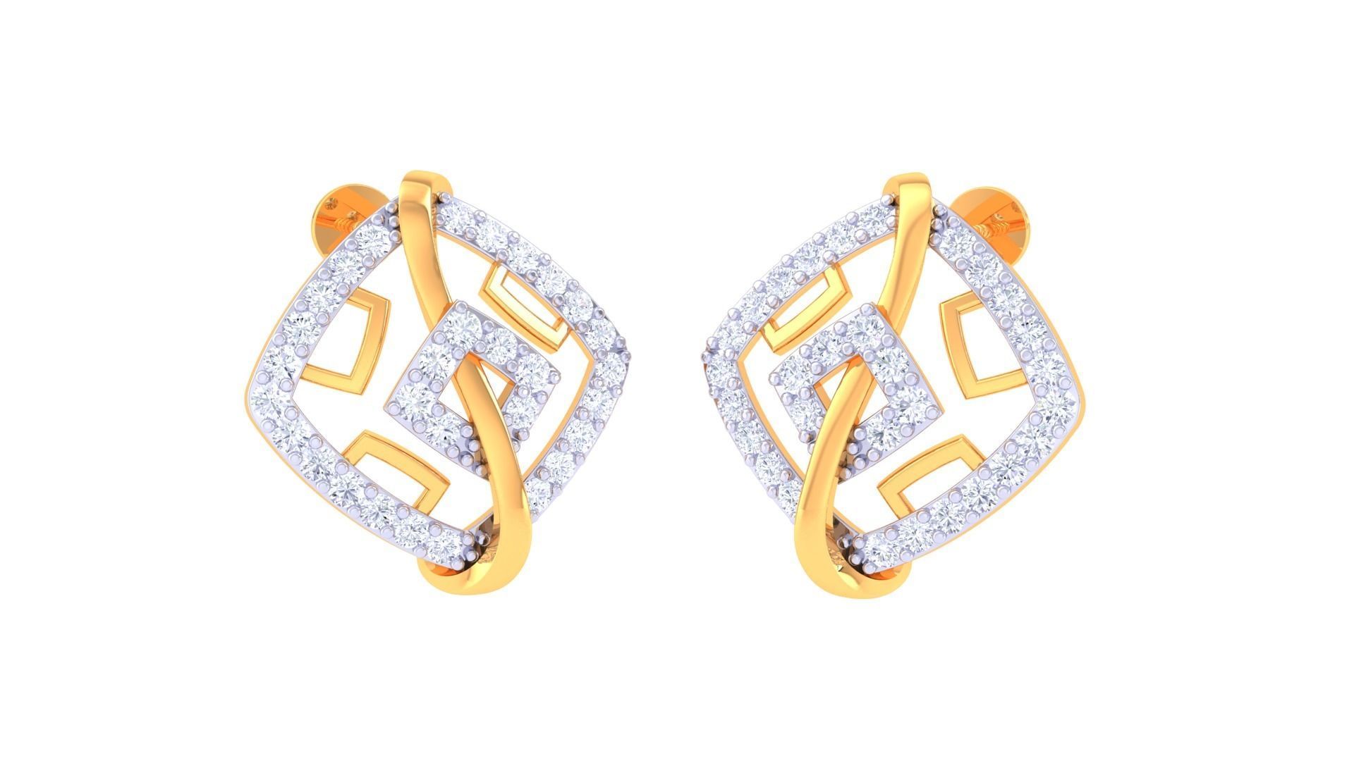 High Jewelry Diamond Studs Earrings 3dm stl 3mf obj glb gltf mtl 3D print model_1