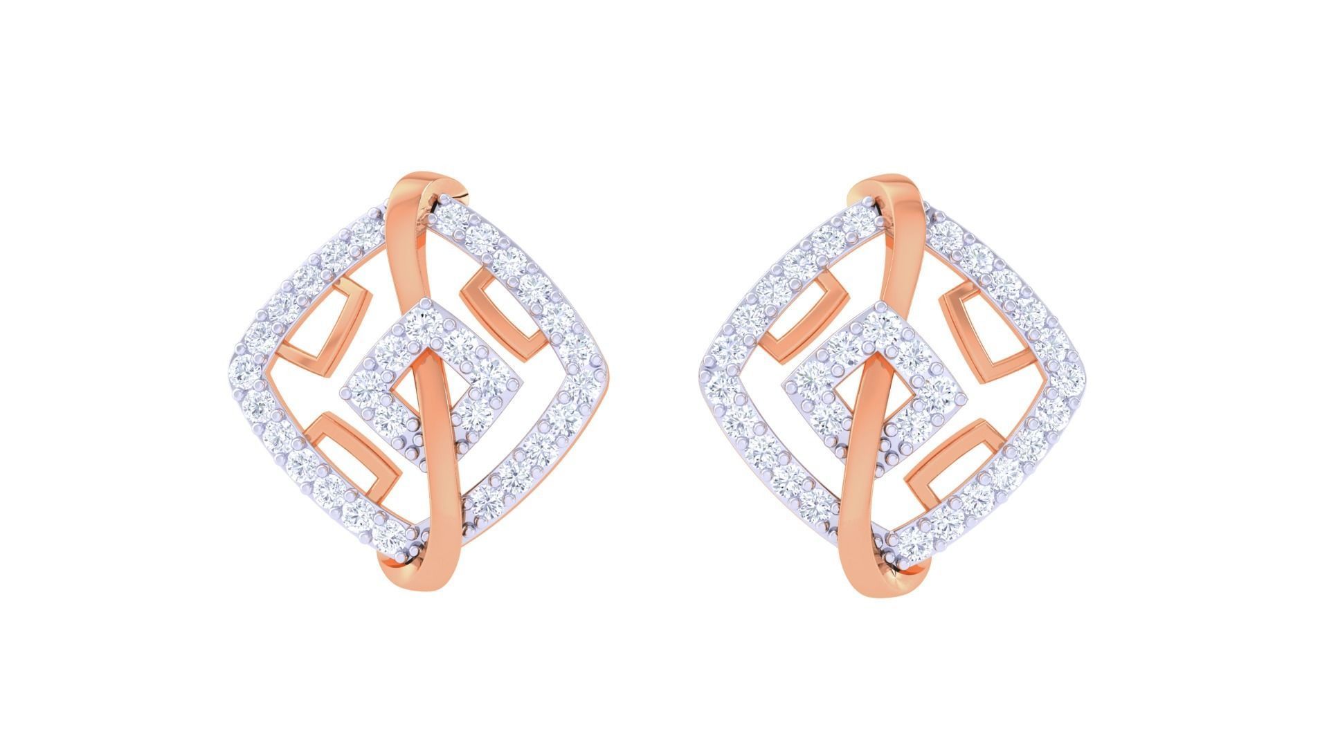 High Jewelry Diamond Studs Earrings 3dm stl 3mf obj glb gltf mtl 3D print model_6