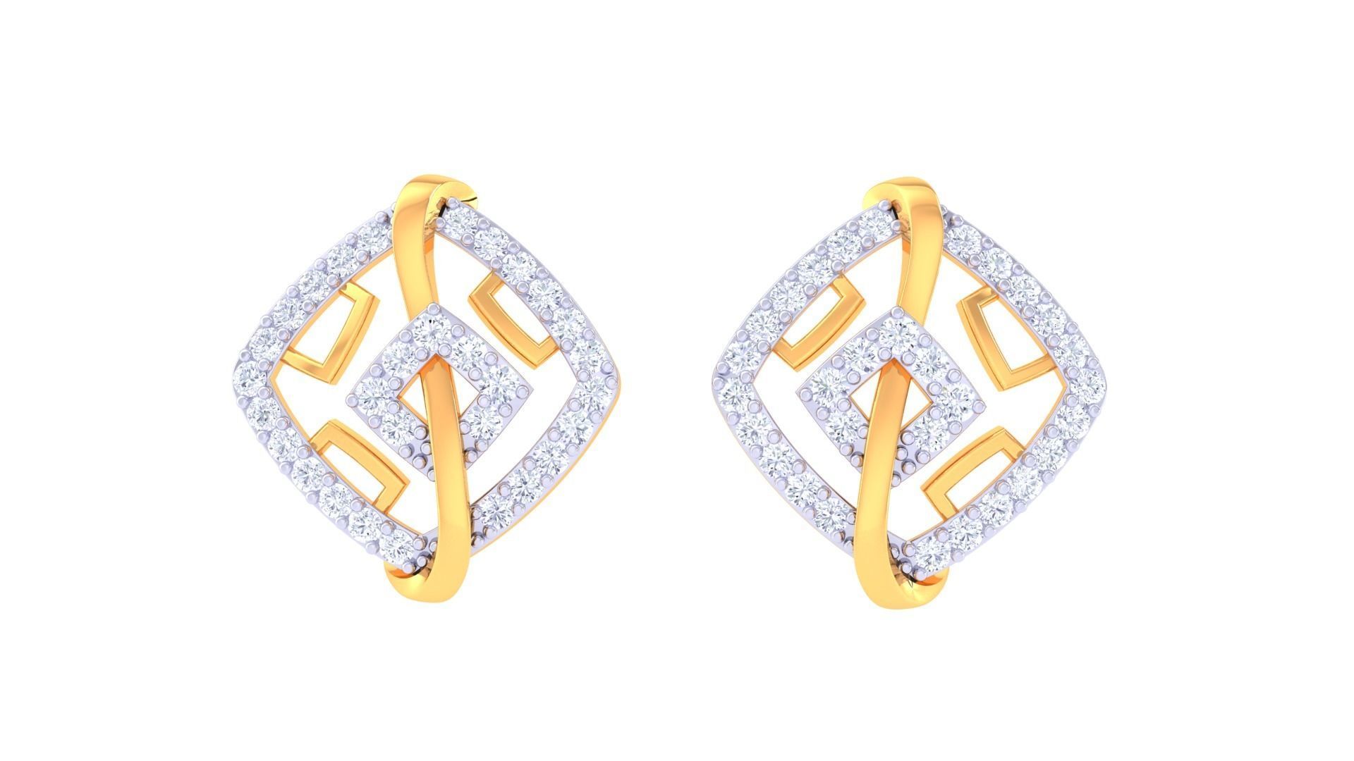 High Jewelry Diamond Studs Earrings 3dm stl 3mf obj glb gltf mtl 3D print model_5