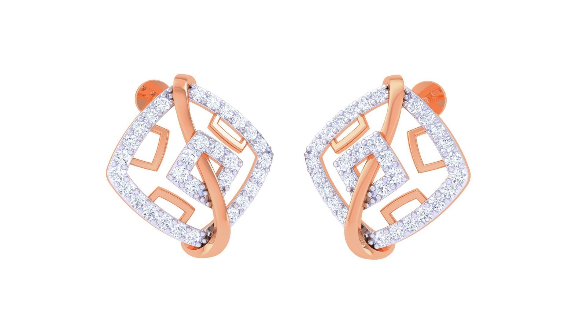 High Jewelry Diamond Studs Earrings 3dm stl 3mf obj glb gltf mtl 3D print model_3