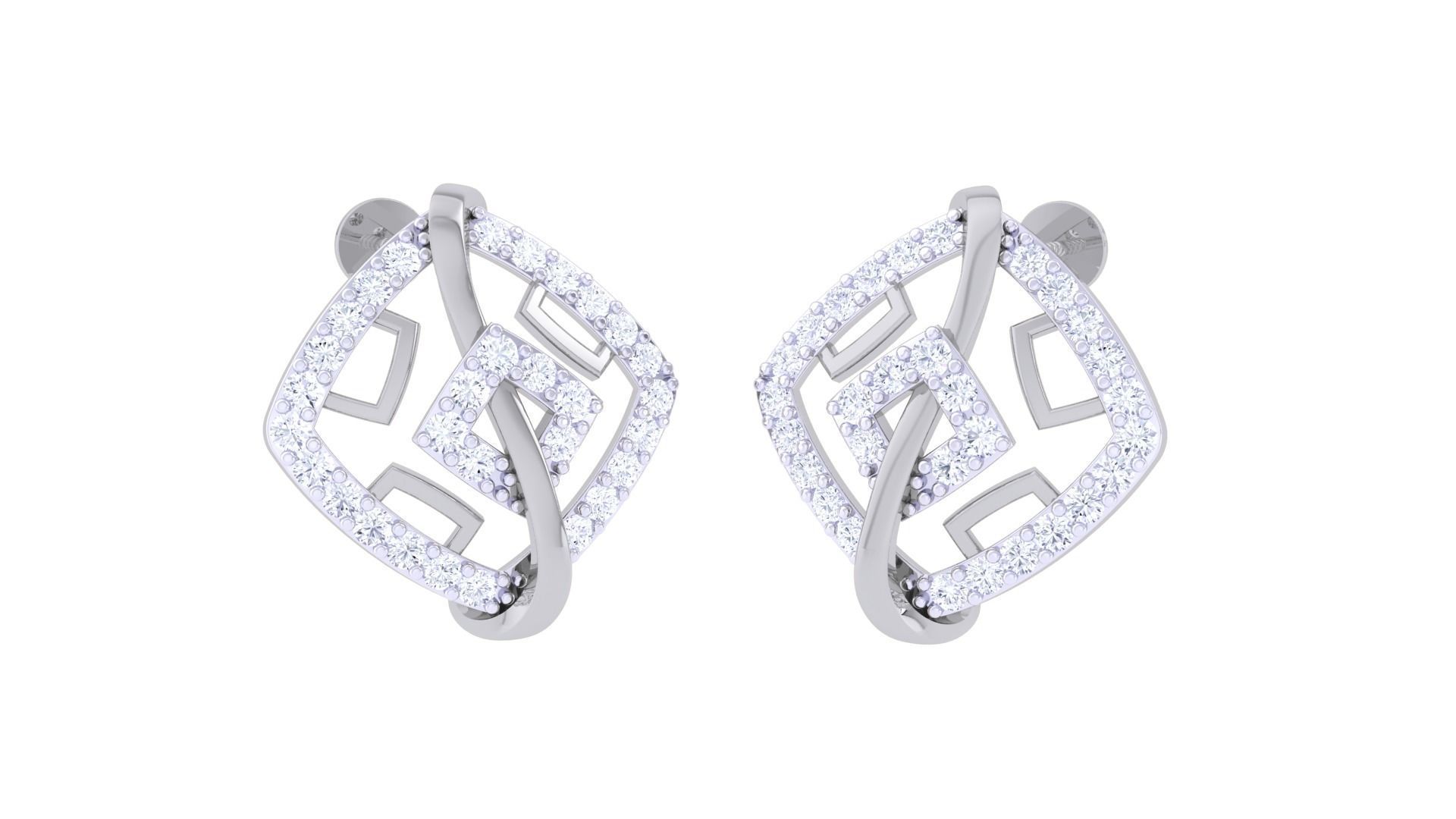 High Jewelry Diamond Studs Earrings 3dm stl 3mf obj glb gltf mtl 3D print model_2