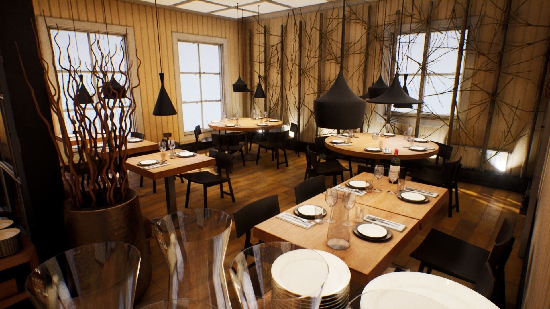 Nordic Restaurant Low-poly 3D model_4