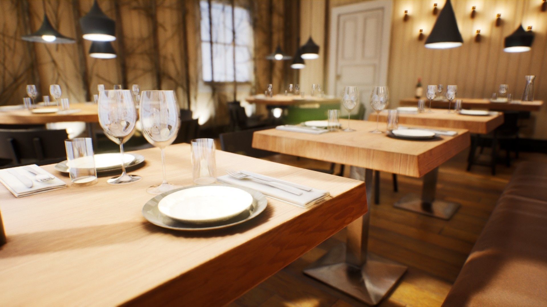 Nordic Restaurant Low-poly 3D model_7