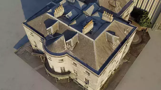 Photogrammetry Model of a Georgian Mansion House Low-poly 3D model