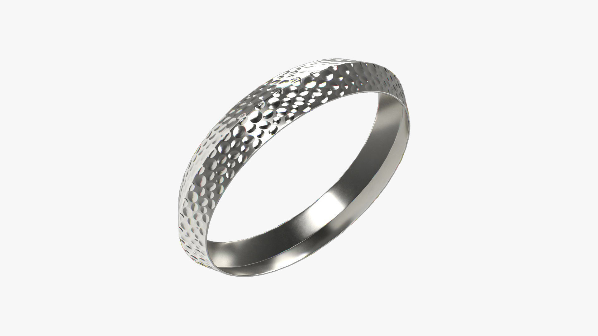 Silver Bangle Low-poly 3D model_2