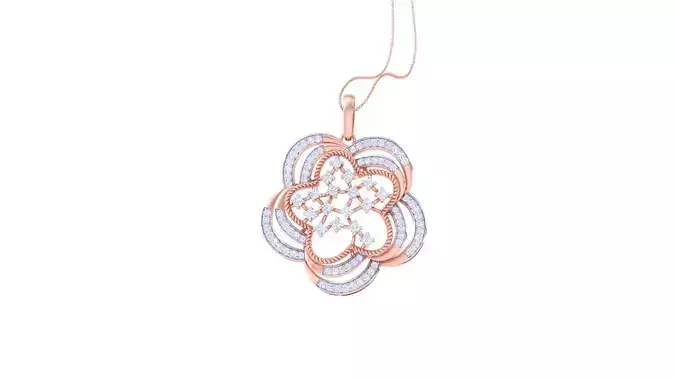 High Jewelry Flower Pendant Necklace 3dm stl 3mf obj glb 3D print model