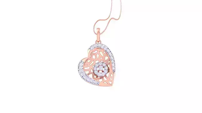 High Jewelry Heart Love  Pendant Necklace 3dm stl 3mf obj glb 3D print model