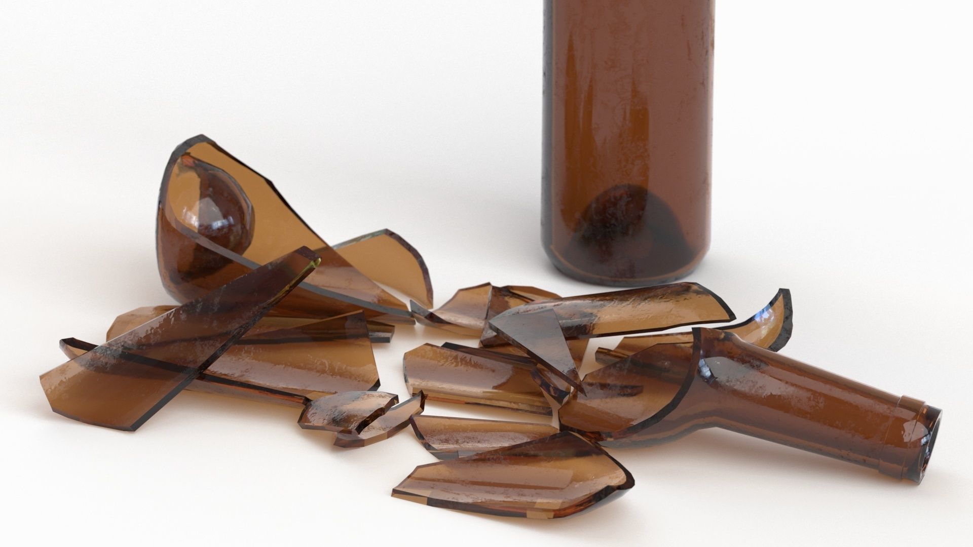 Broken Bottle 750m Low-poly 3D model_16