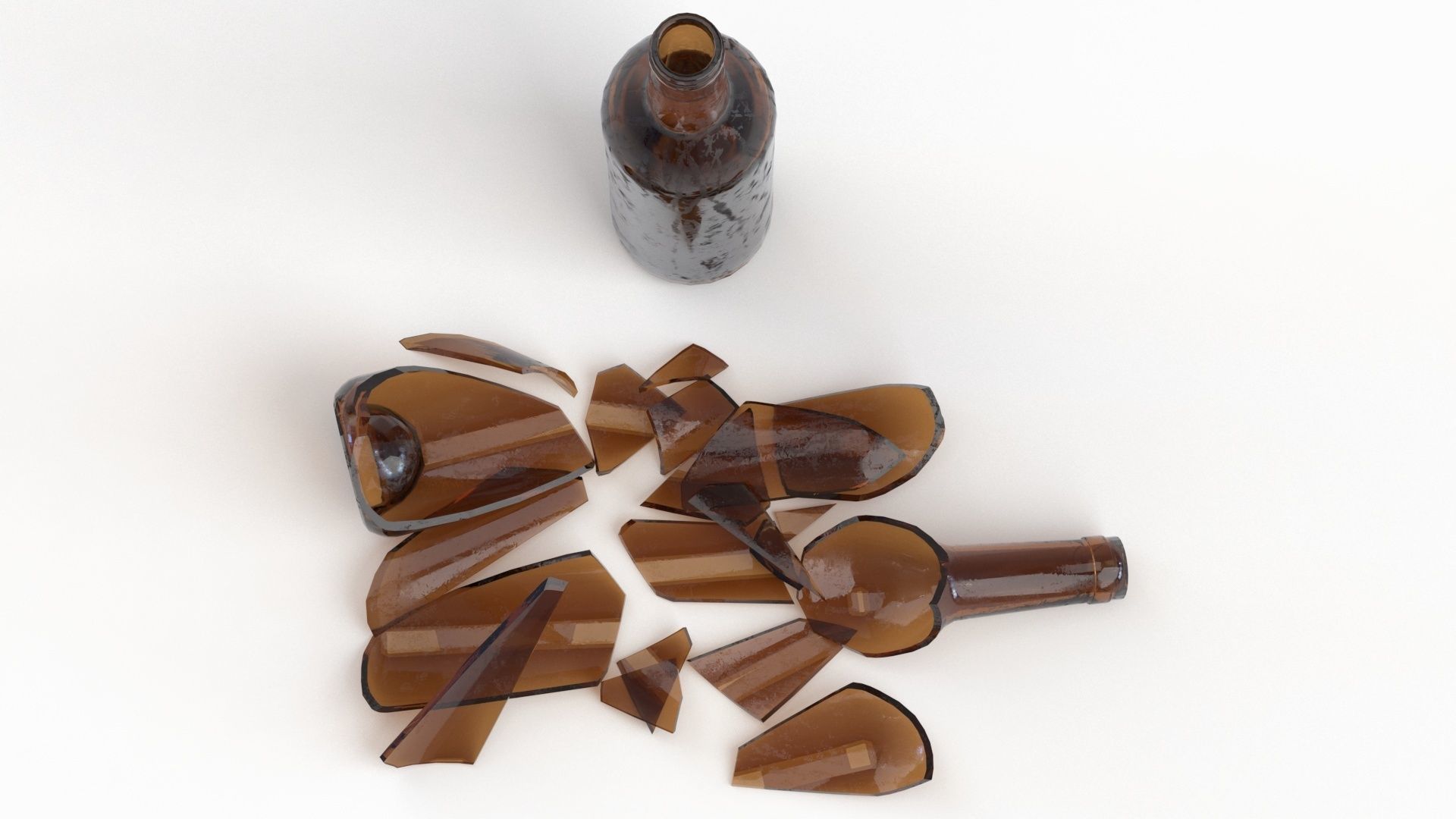 Broken Bottle 750m Low-poly 3D model_14