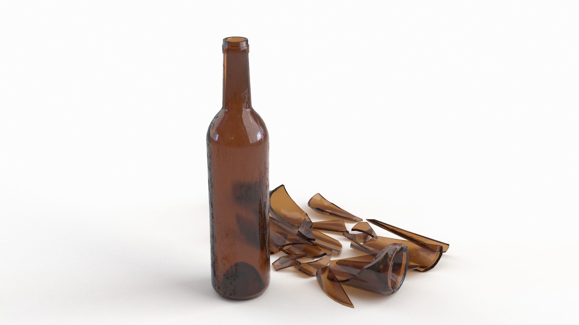 Broken Bottle 750m Low-poly 3D model_7