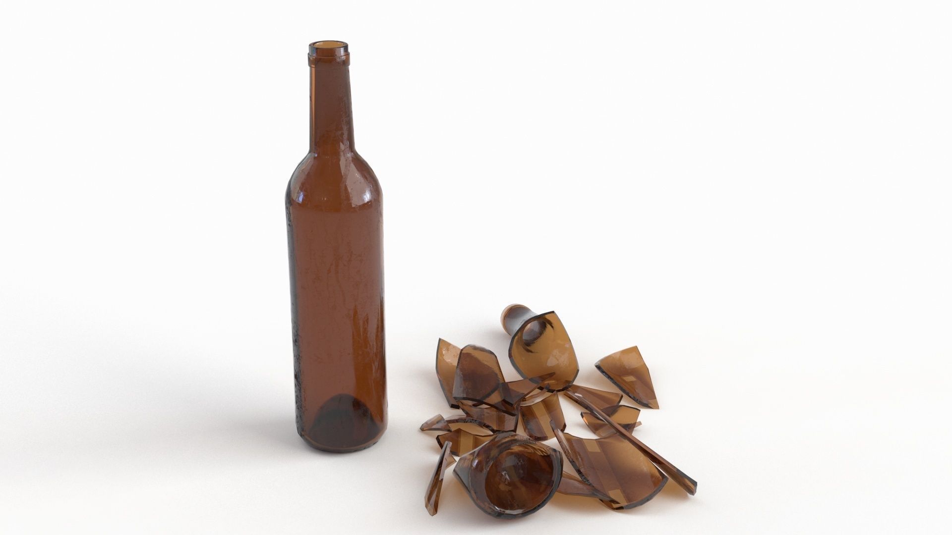 Broken Bottle 750m Low-poly 3D model_6