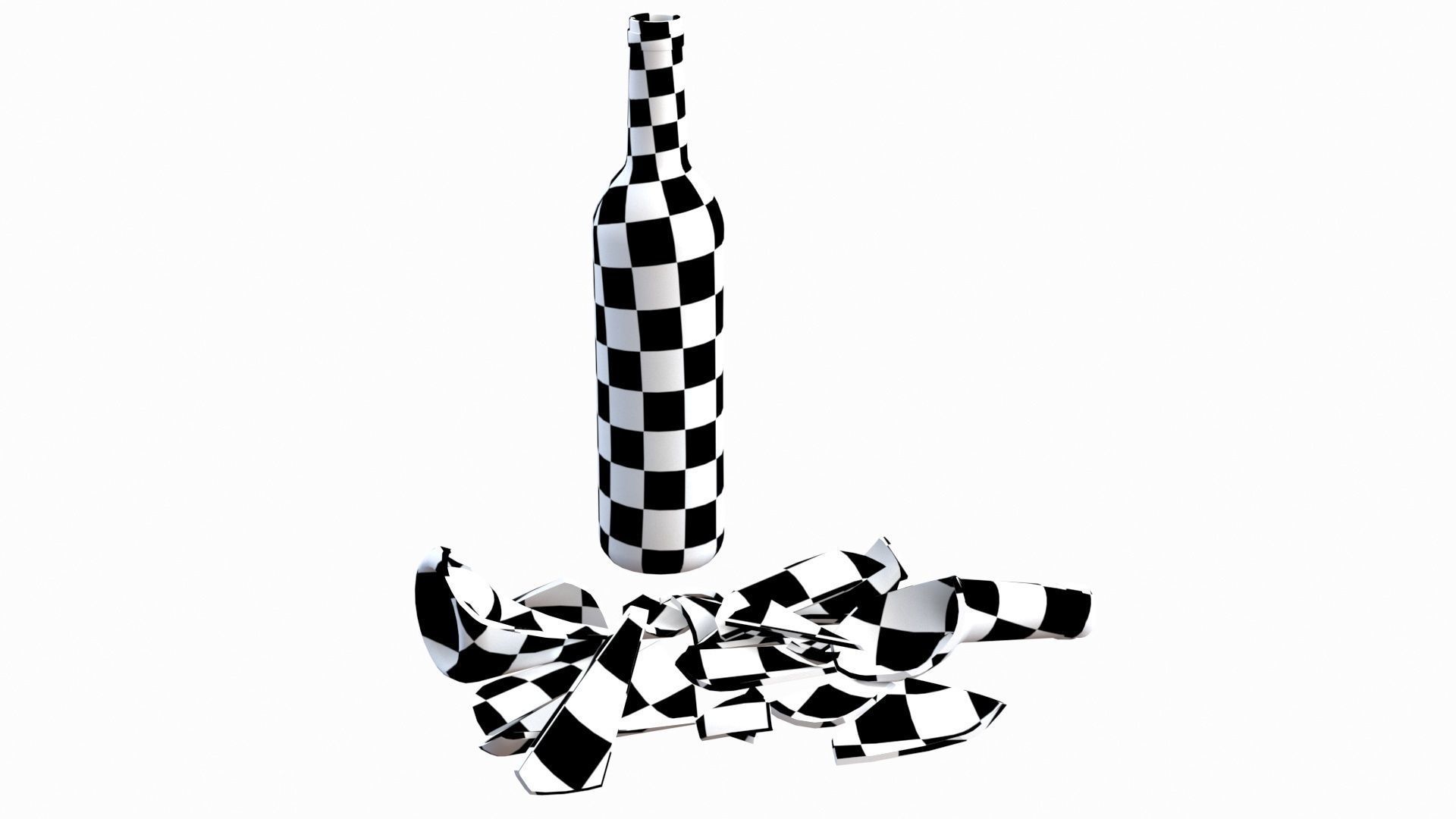 Broken Bottle 750m Low-poly 3D model_19