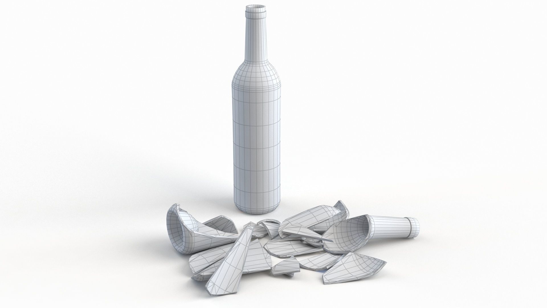 Broken Bottle 750m Low-poly 3D model_17